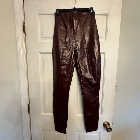 SPANX Deep Burgundy Faux Leather Leggings - Picture 4 of 4